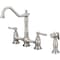 Pioneer Industries Two Handle Kitchen Bridge Faucet, NPSM, Bridge, Brushed Nickel, Number of Holes: 4 Hole 2AM501-BN - alternate 1